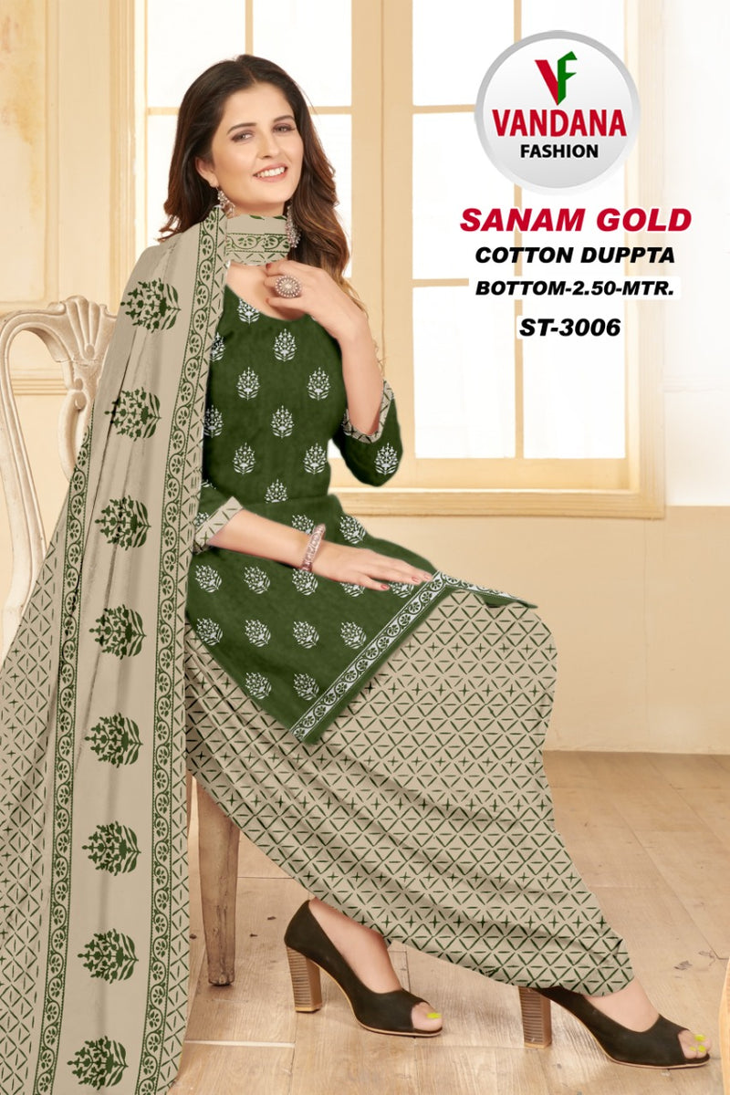Vandana Fashion Sanam Gold Vol 3 Pure Cotton With Printed Work Stylish Designer Casual Wear Salwar Suit