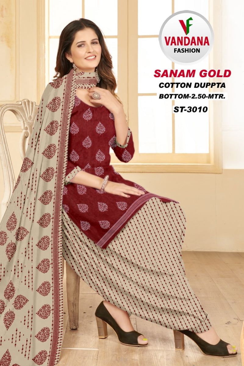 Vandana Fashion Sanam Gold Vol 3 Pure Cotton With Printed Work Stylish Designer Casual Wear Salwar Suit