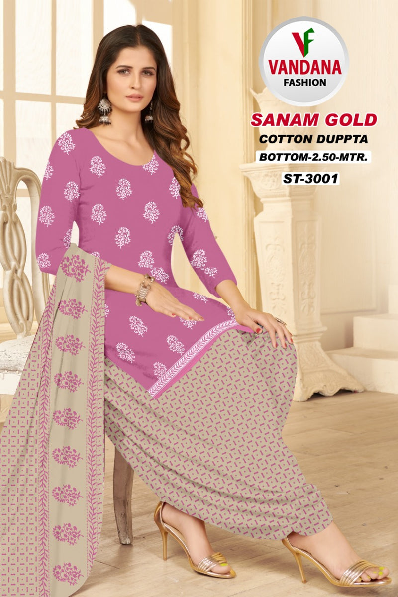 Vandana Fashion Sanam Gold Vol 3 Pure Cotton With Printed Work Stylish Designer Casual Wear Salwar Suit