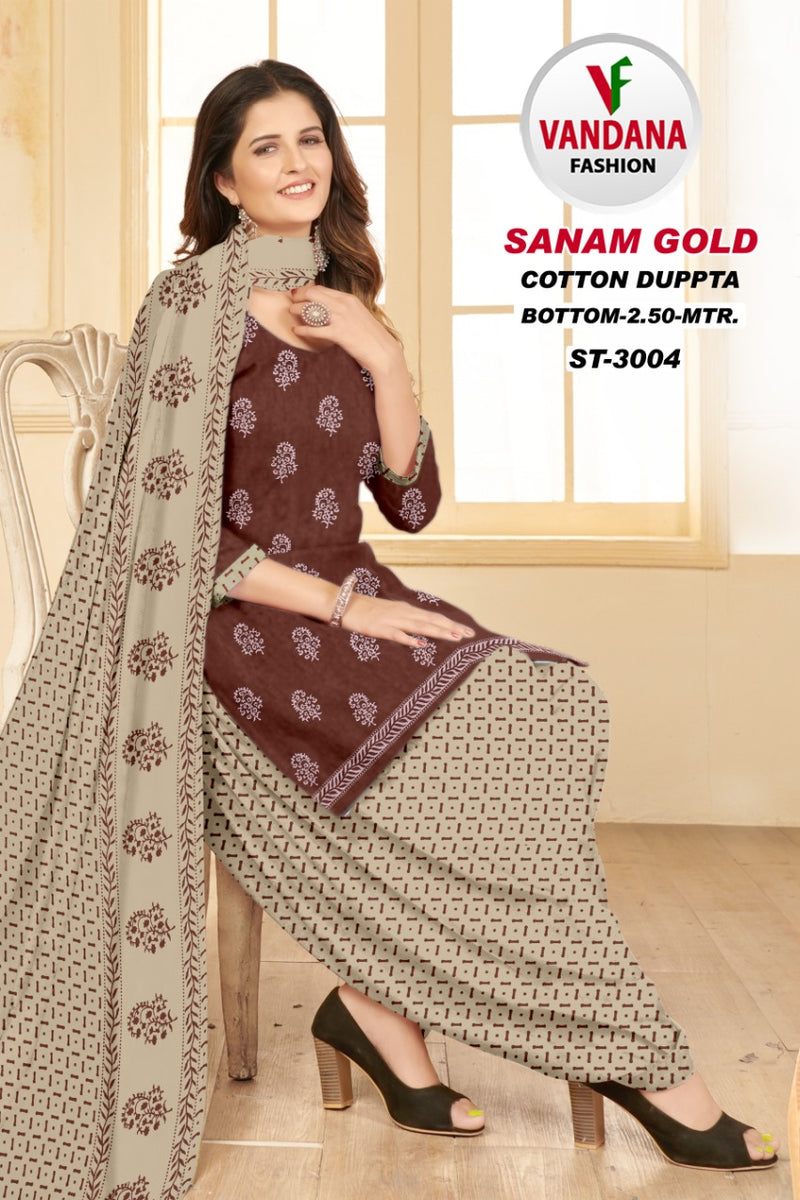 Vandana Fashion Sanam Gold Vol 3 Pure Cotton With Printed Work Stylish Designer Casual Wear Salwar Suit
