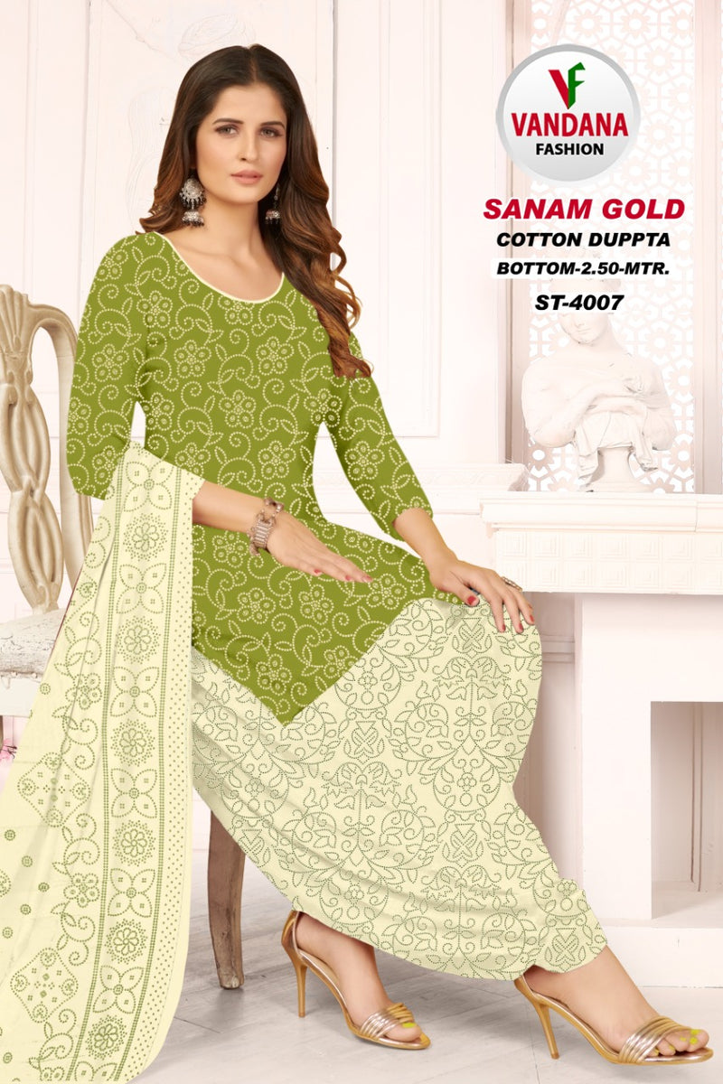 Vandana Fashion Sanam Gold Vol 4 Pure Cotton With Printed Work Stylish Designer Casual Wear Salwar Suit