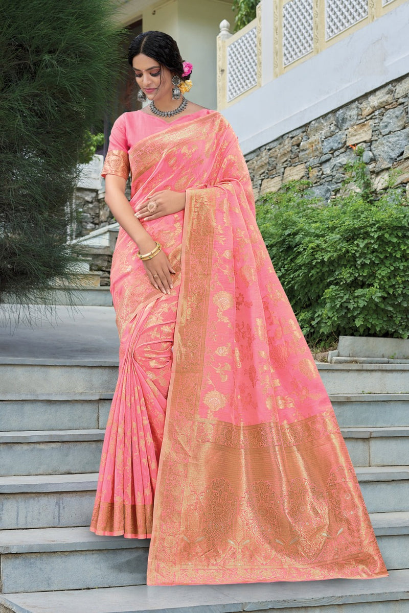 Sangam Prints Avyukta Linen Weaving Work Fancy Saree
