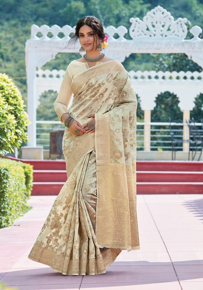 Sangam Prints Avyukta Linen Weaving Work Fancy Saree