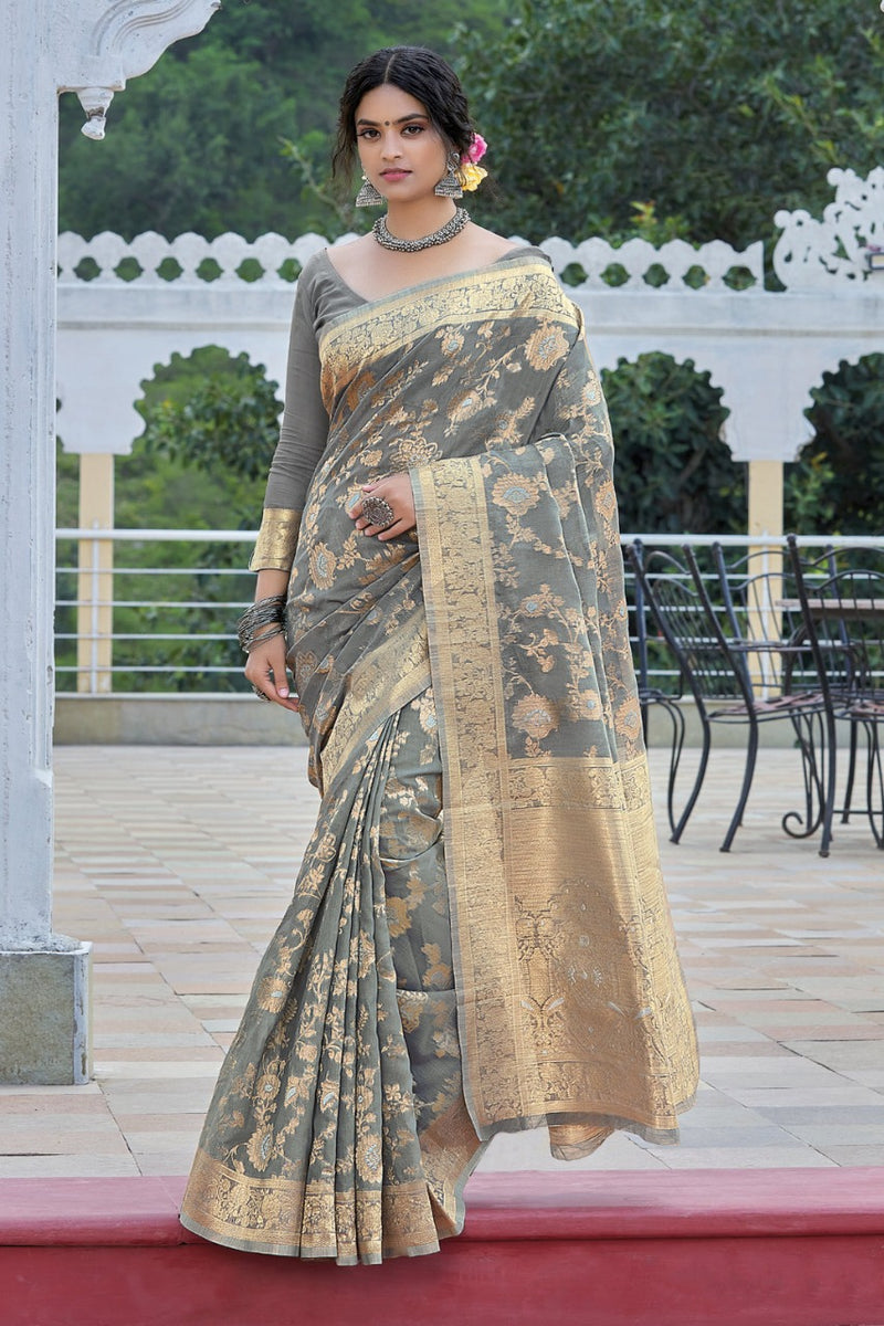 Sangam Prints Avyukta Linen Weaving Work Fancy Saree