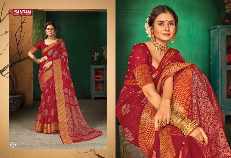 Sangam Prints Sangini Cotton Printed Party Wear Sarees