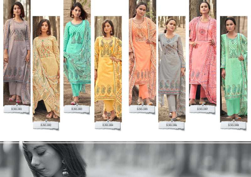 Aqsa Sanya Dno 1001 To 1008 Cambric Cotton Kasmiri Embroidery Work Stylish Designer Party Wear Salwar Suit