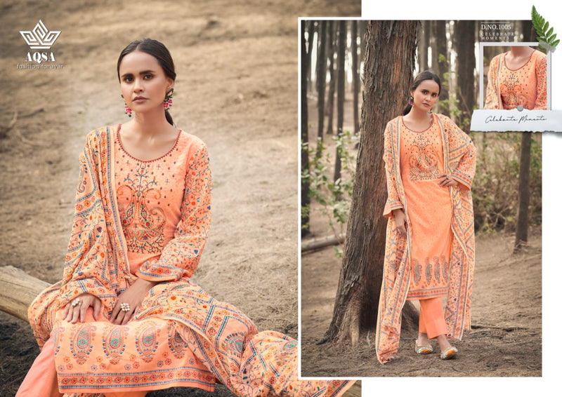 Aqsa Sanya Dno 1001 To 1008 Cambric Cotton Kasmiri Embroidery Work Stylish Designer Party Wear Salwar Suit