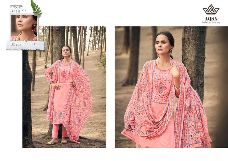 Aqsa Sanya Dno 1001 To 1008 Cambric Cotton Kasmiri Embroidery Work Stylish Designer Party Wear Salwar Suit