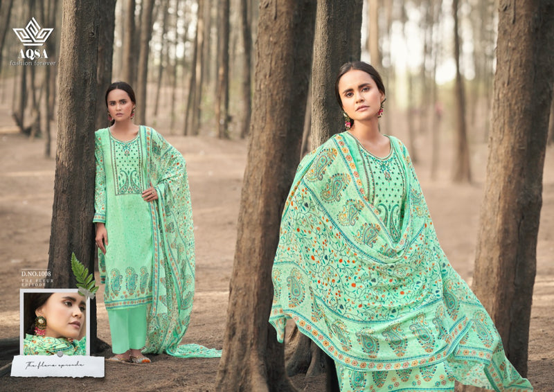 Aqsa Sanya Dno 1001 To 1008 Cambric Cotton Kasmiri Embroidery Work Stylish Designer Party Wear Salwar Suit