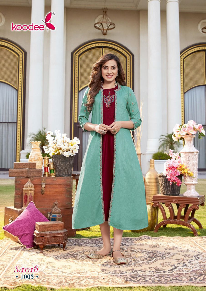 Koodee Fashion Sarah Chinon With Fancy Work Stylish Designer Festive Wear Fancy Kurti