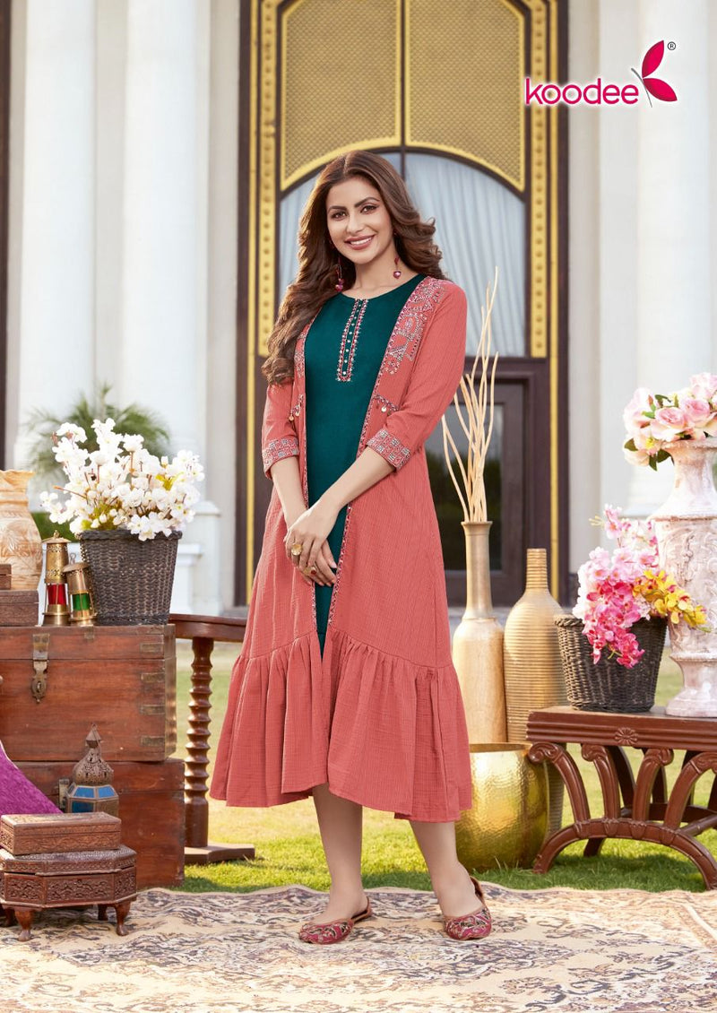 Koodee Fashion Sarah Chinon With Fancy Work Stylish Designer Festive Wear Fancy Kurti
