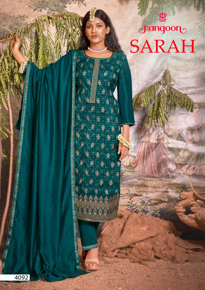 Rangoon Sarah Dola Jacquard With Heavy Digital Print Embroidery Work Stylish Designer Attractive Look Kurti