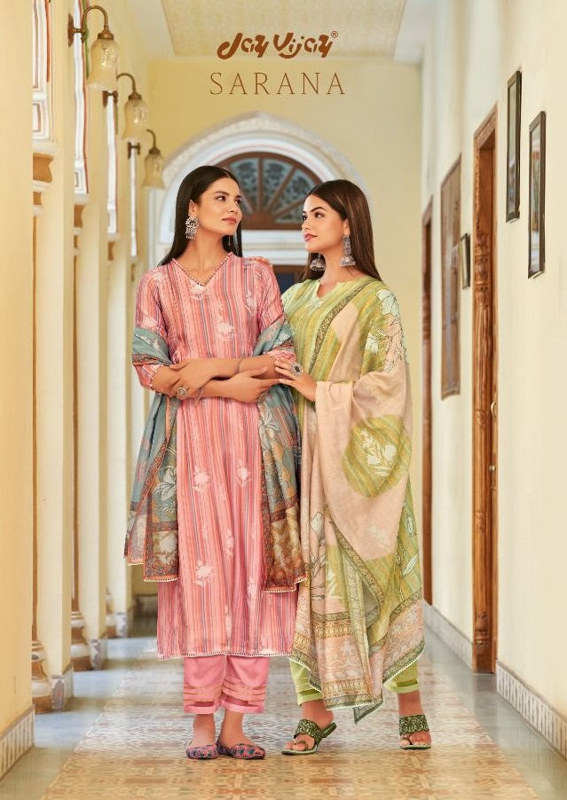 Jay Vijay Sarana Pure Moga Silk Digital Print With Handwork Designer Party Wear Salwar Kameez