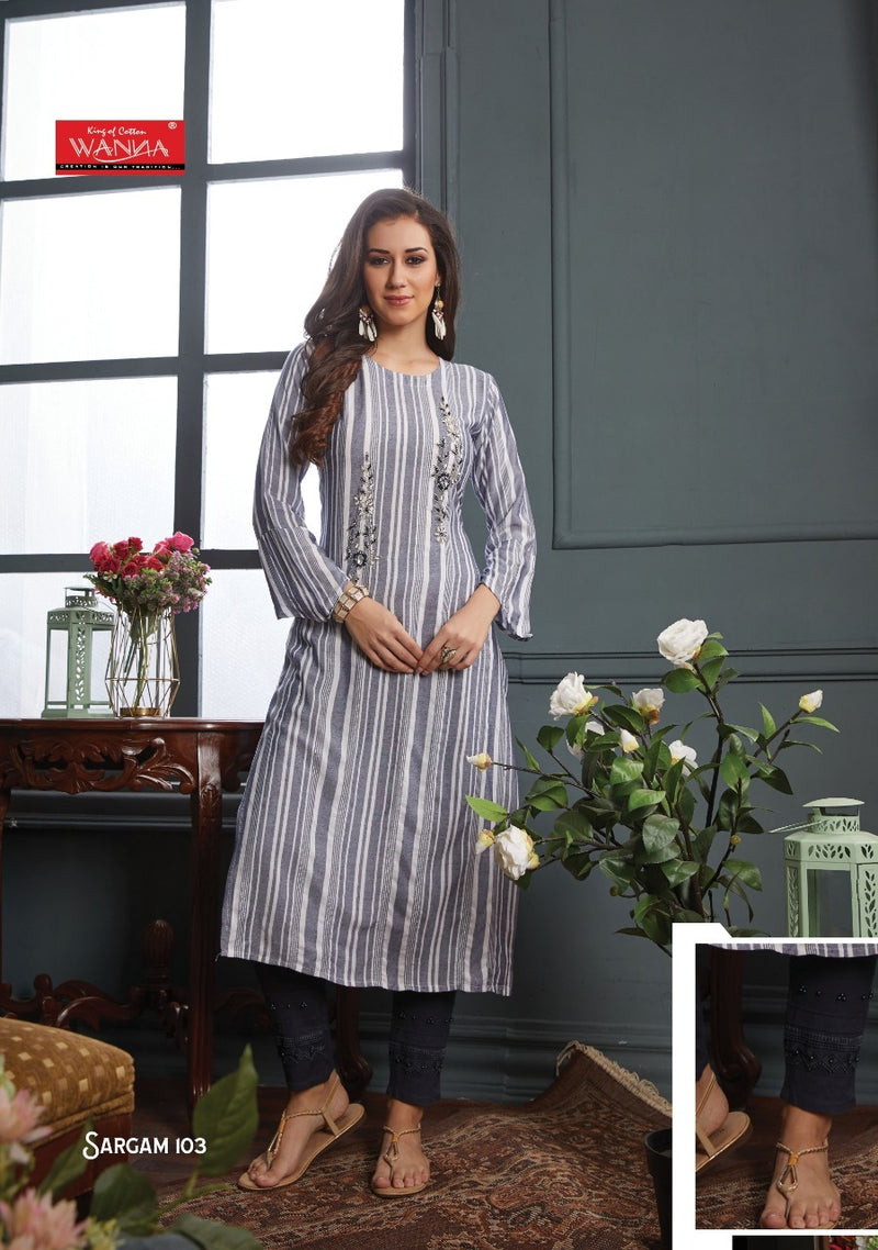 Wanna Sargam Viscose Rayon Stripes Fancy Kurti