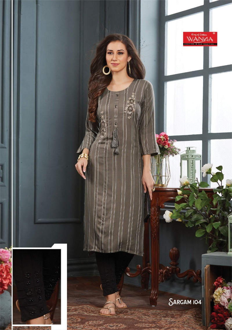 Wanna Sargam Viscose Rayon Stripes Fancy Kurti