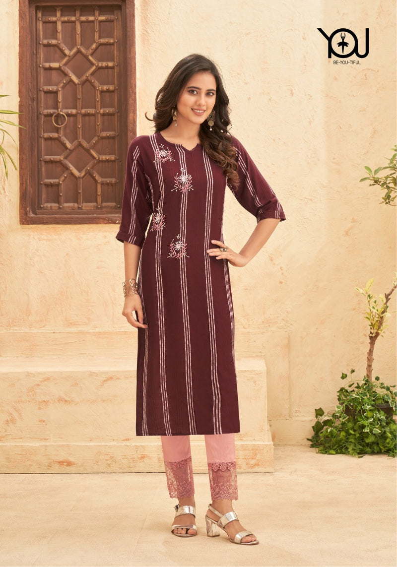 Wanna Sargam Vol 3 Rayon Stripes Fancy Festive Wear Kurtis With Bottom