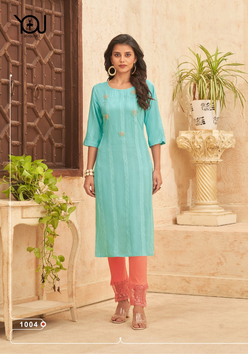 Wanna Sargam Vol 3 Rayon Stripes Fancy Festive Wear Kurtis With Bottom