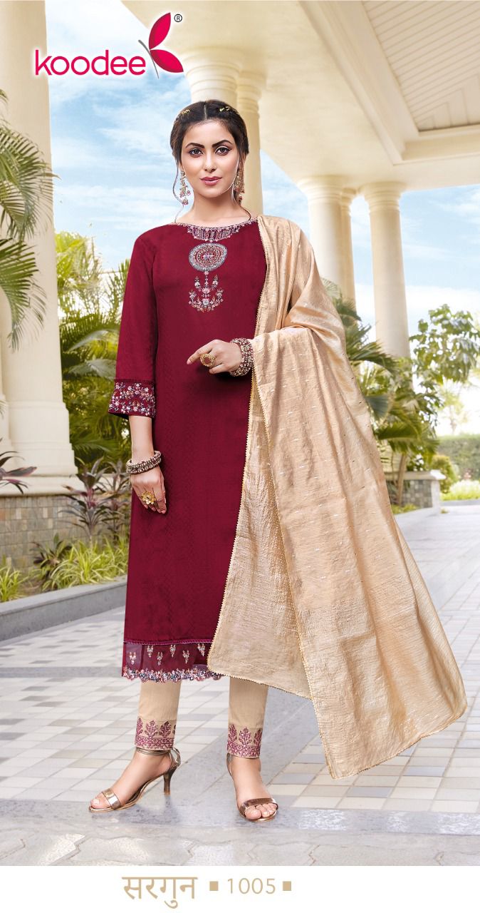 Koodee Fashion Sargun Vol 1 Viscose With Heavy Embroidery Work Beautiful Kurti