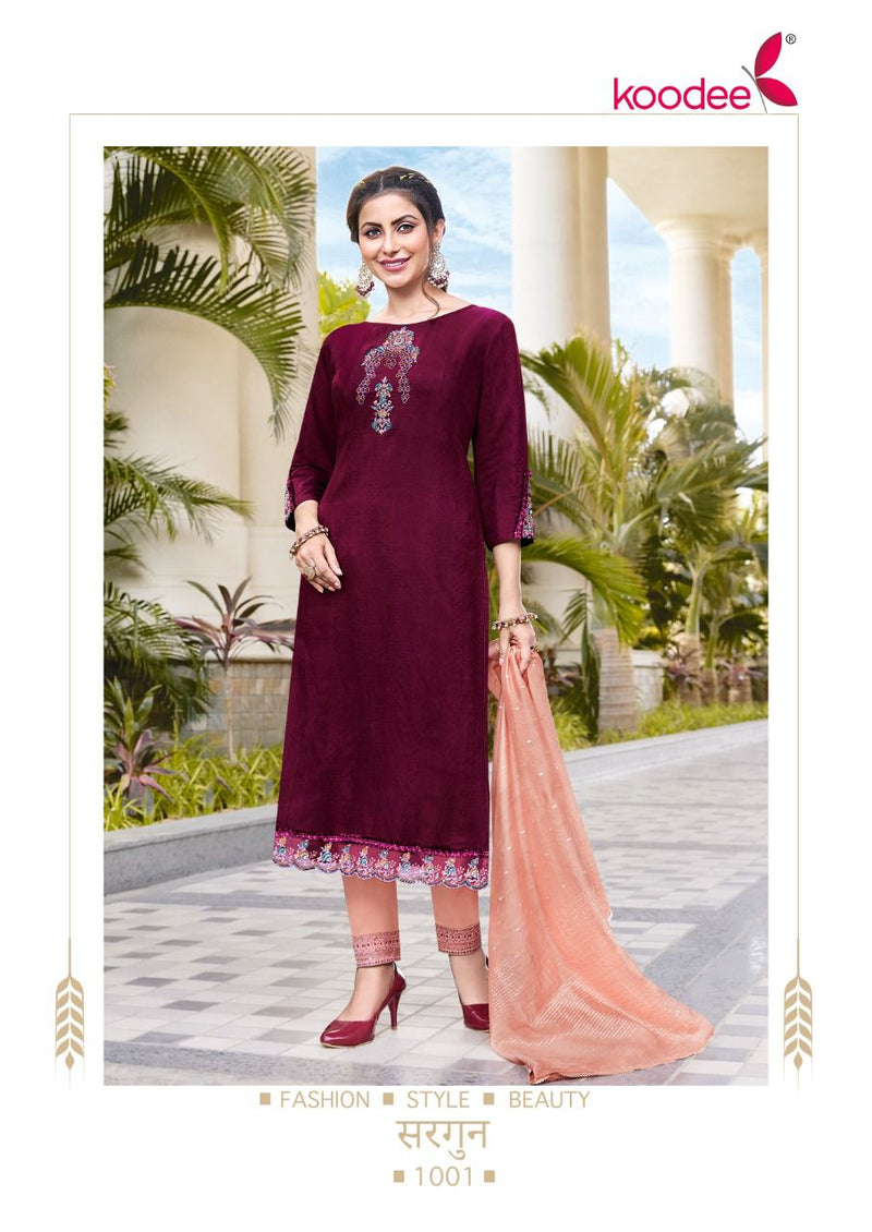Koodee Fashion Sargun Vol 1 Viscose With Heavy Embroidery Work Beautiful Kurti