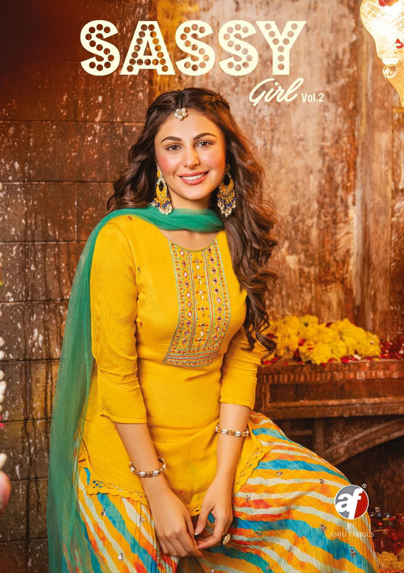 Anju Fabs Sassy Girl Vol 2 Chiffon With Fancy Work Stylish Designer Party Wear Kurti