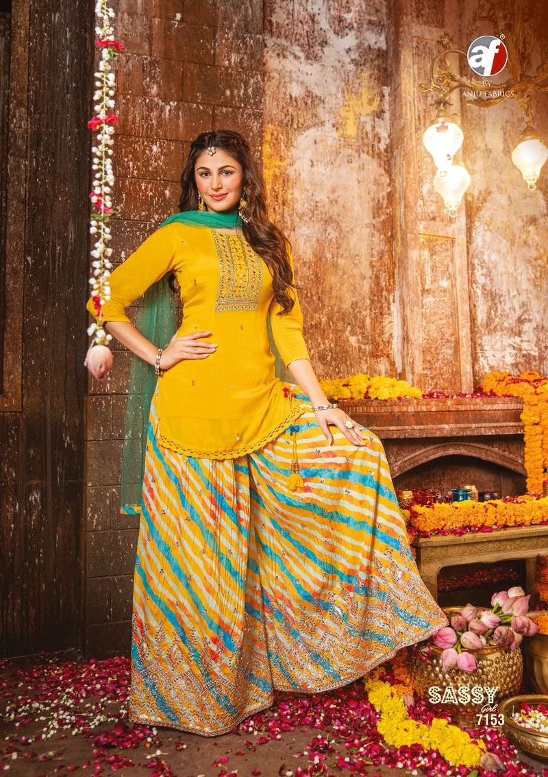 Anju Fabs Sassy Girl Vol 2 Chiffon With Fancy Work Stylish Designer Party Wear Kurti