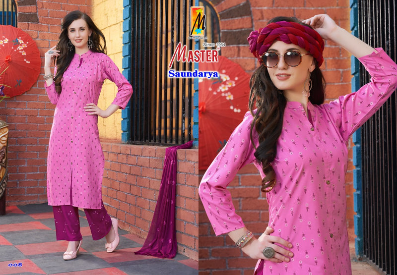 Master Saundarya Rayon Printed Festive Wear Kurtis With Plazo And Dupatta
