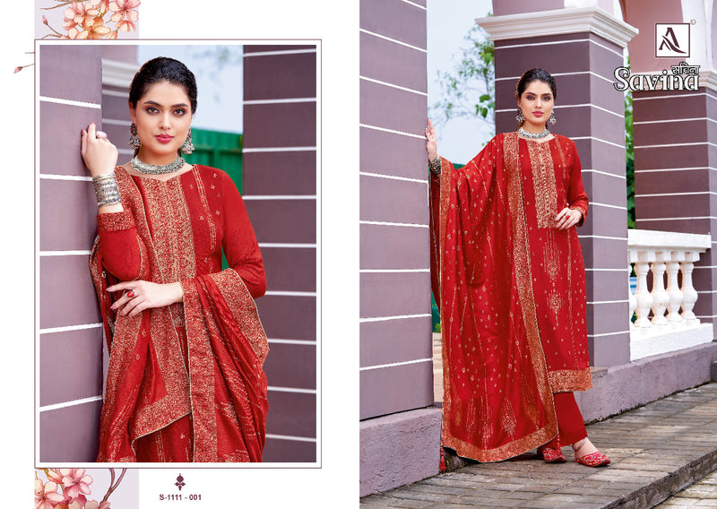 Alok Suit Savina Pashmina With Heavy Embroidery Work Stylish Designer Festive Wear Salwar Kameez