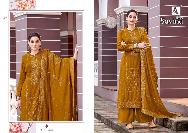 Alok Suit Savina Pashmina With Heavy Embroidery Work Stylish Designer Festive Wear Salwar Kameez