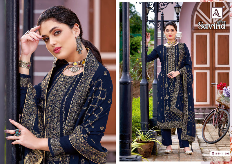 Alok Suit Savina Pashmina With Heavy Embroidery Work Stylish Designer Festive Wear Salwar Kameez