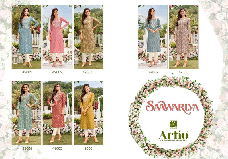 Kapil Trends Sawariya Silk With Heavy Fancy Work Stylish Designer Casual Wear Attractive Look Fancy Kurti