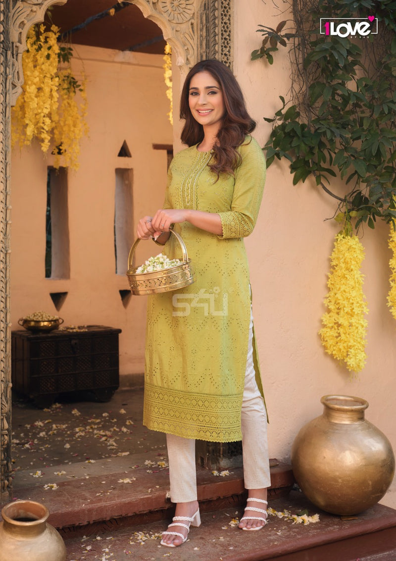 S4u 1Love Schiffli Cotton Fancy Stylish Party Wear Designer Kurtis