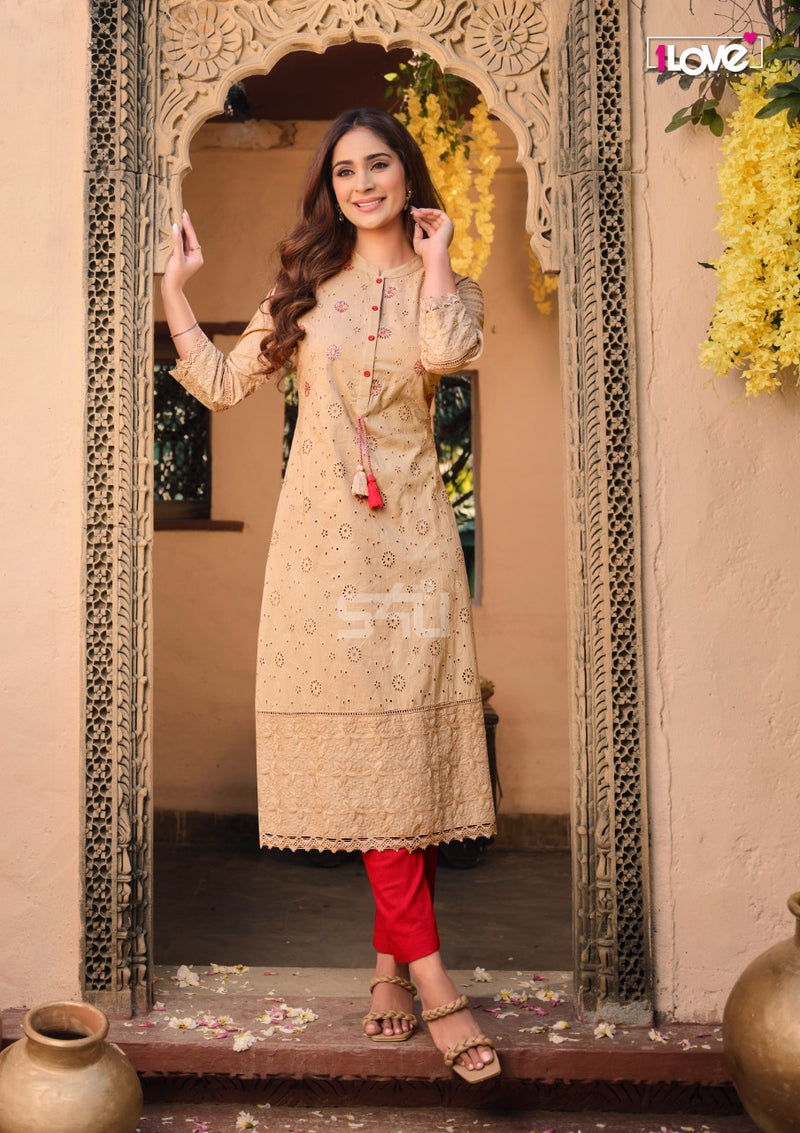 S4u 1Love Schiffli Cotton Fancy Stylish Party Wear Designer Kurtis