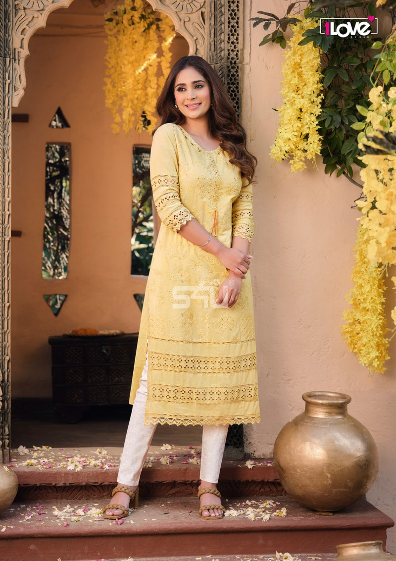 S4u 1Love Schiffli Cotton Fancy Stylish Party Wear Designer Kurtis
