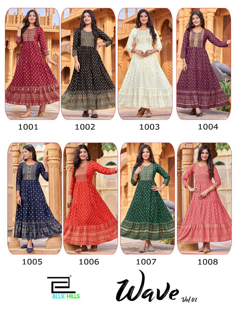 Blue Hills Schiffli Vol 9 Rayon With Zari & Sequence Embroidery Work Stylish Designer Casual Look Long Kurti