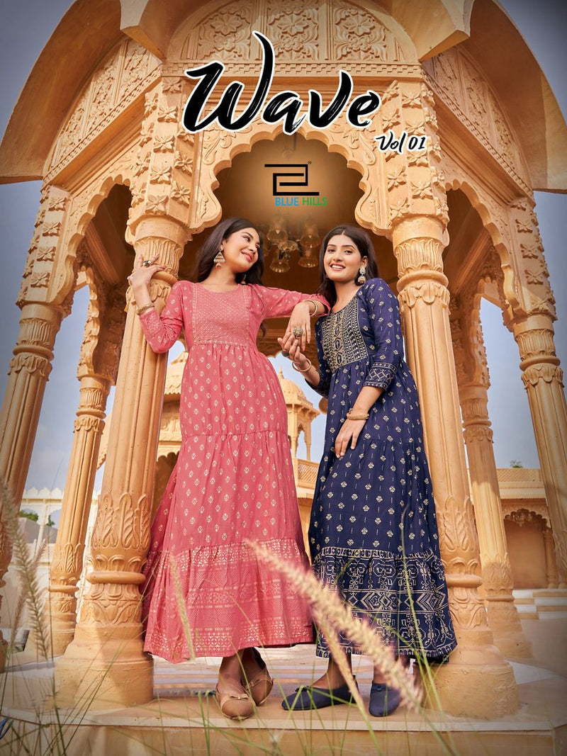 Blue Hills Schiffli Vol 9 Rayon With Zari & Sequence Embroidery Work Stylish Designer Casual Look Long Kurti