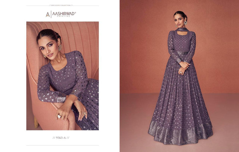 Aashirwad Creation Season Gold Georgette With Beautiful Heavy Embroidery Work Stylish Designer Long Kurti