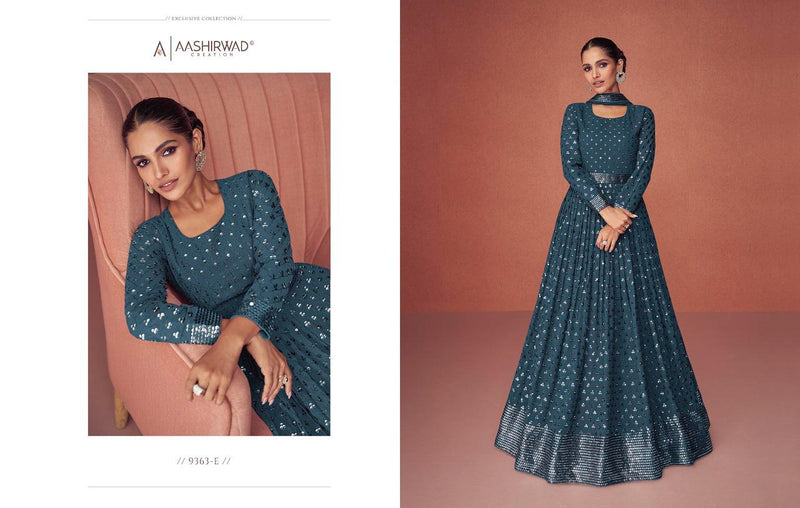 Aashirwad Creation Season Gold Georgette With Beautiful Heavy Embroidery Work Stylish Designer Long Kurti