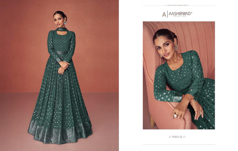Aashirwad Creation Season Gold Georgette With Beautiful Heavy Embroidery Work Stylish Designer Long Kurti