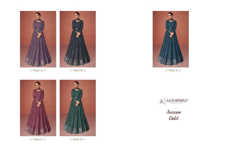 Aashirwad Creation Season Gold Georgette With Beautiful Heavy Embroidery Work Stylish Designer Long Kurti