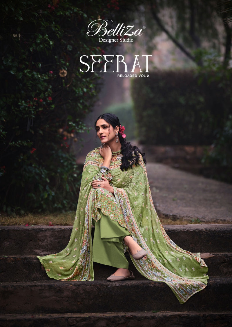 Belliza Designer Studio Seerat Vol 2 Heavy Jam Cotton Digital Print Exclusive Boring Daman Embroidery Work Designer Partywear Salwar Suit