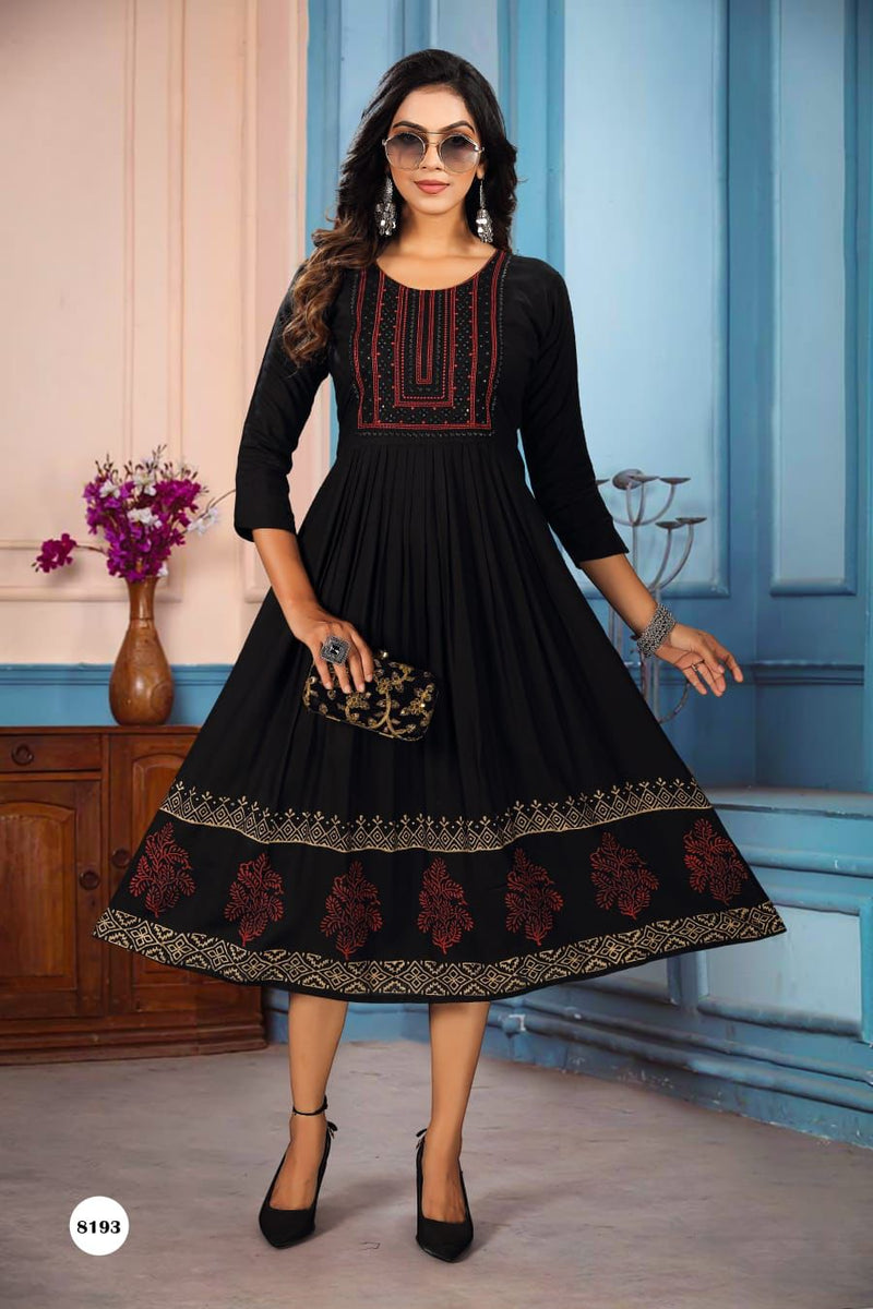 Golden Sejal Vol 1 Rayon Fancy Stylish Frock Style Party Wear Kurtis With Sequence Work