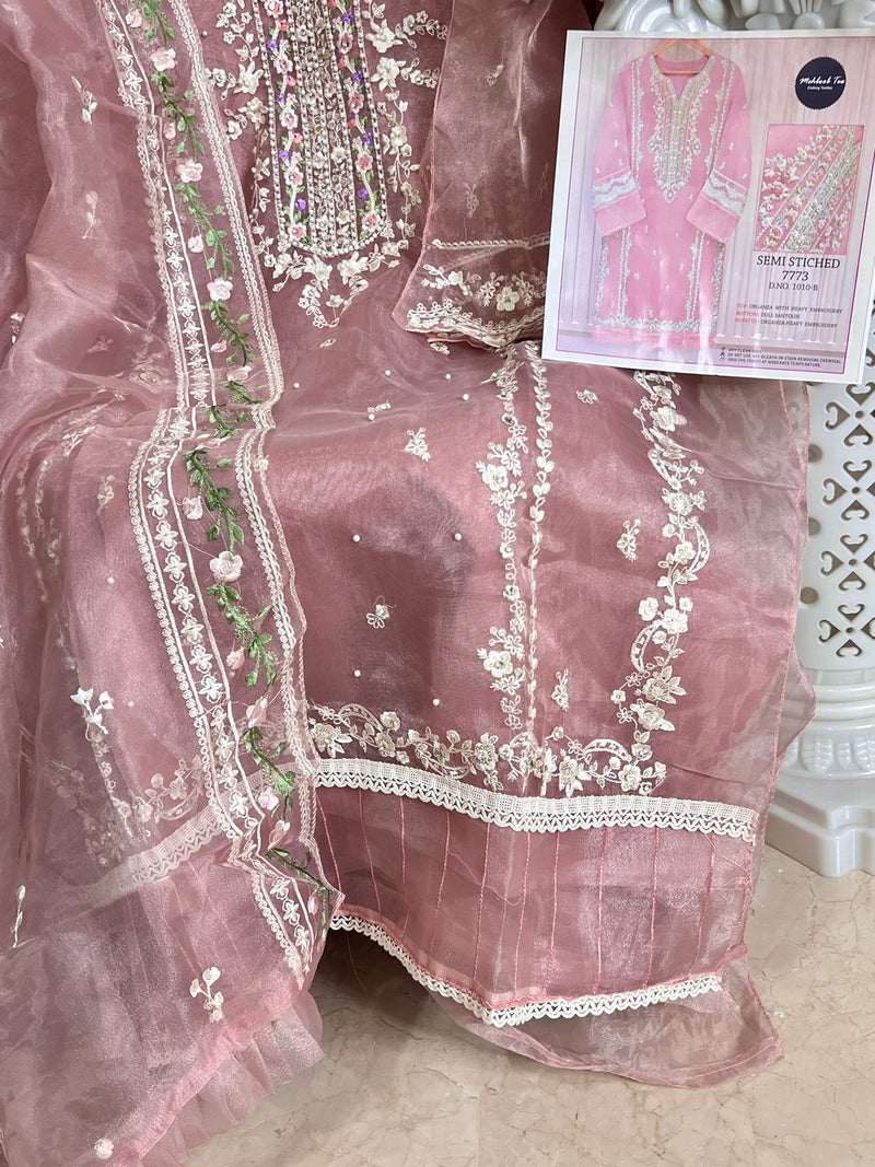 Mehboob Tex Semi Vol 1 Organza With Embroidery Work Stylish Designer Pakistani Salwar Suit