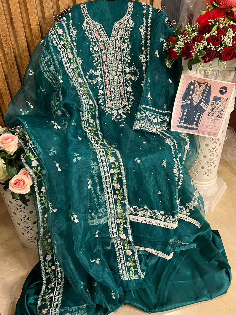 Mehboob Tex Semi Vol 1 Organza With Embroidery Work Stylish Designer Pakistani Salwar Suit