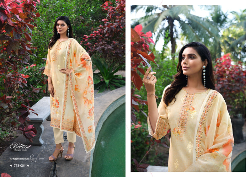 Belliza Designer Senora Jam Cotton Digital Print Exclusive Embroidery Work Designer Printed Salwar Kameez
