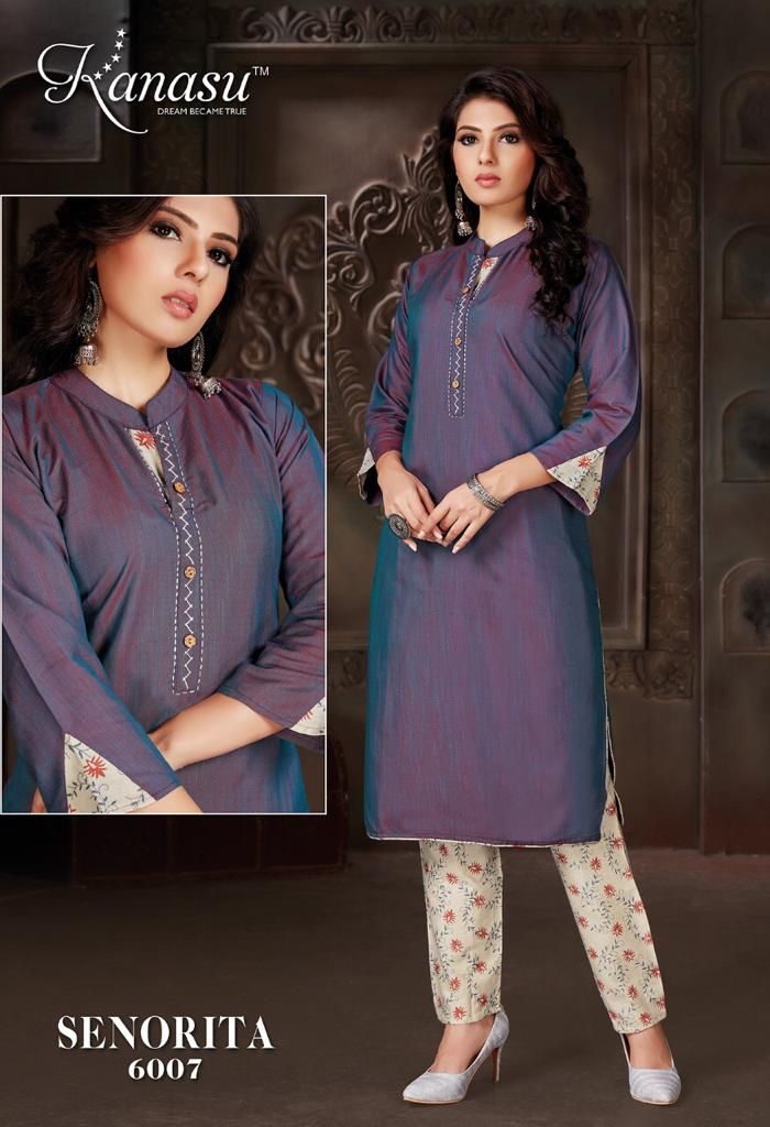 Kanasu Kurti Senorita Rayon Fancy Party Wear Kurtis With Bottom