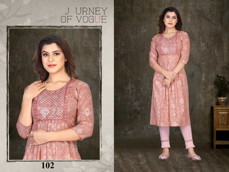 Beauty Queen Sequence Vol 1 Rayon Fancy Party Wear Kurtis With Naira Cut Patterns