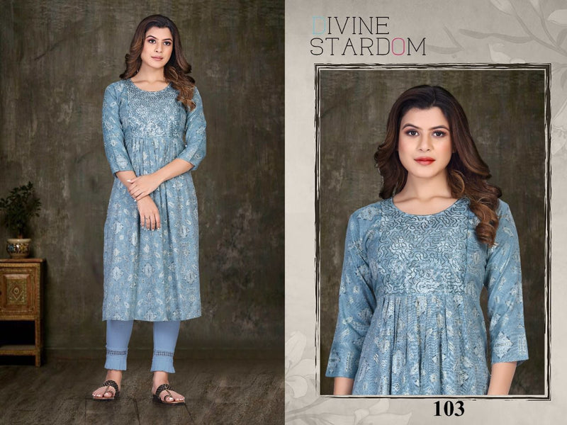 Beauty Queen Sequence Vol 1 Rayon Fancy Party Wear Kurtis With Naira Cut Patterns