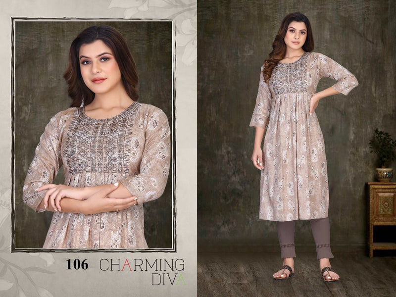 Beauty Queen Sequence Vol 1 Rayon Fancy Party Wear Kurtis With Naira Cut Patterns