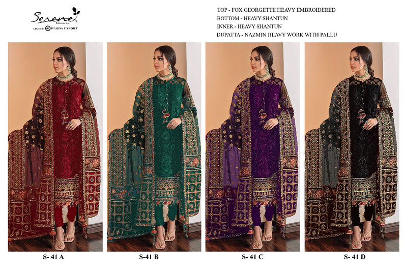 Serene S 41 Fox Georgette Designer Pakistani Style Wedding Wear  Salwar Suits