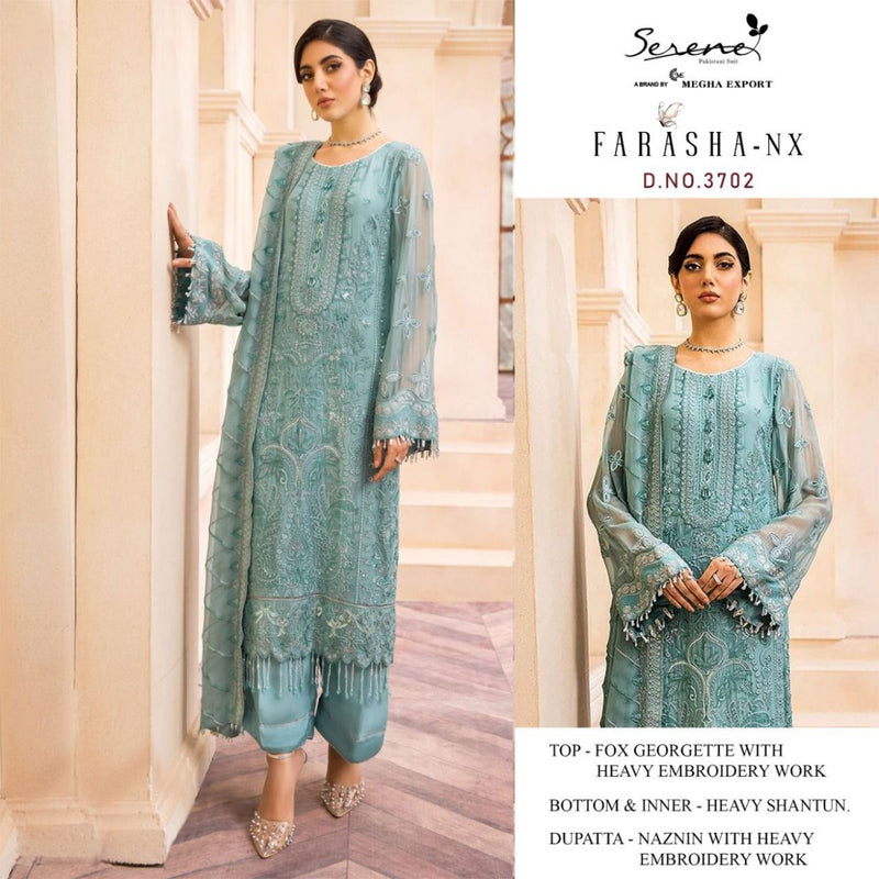 Serene Farasha Dno 3702 Fox Georgette Stylish Designer Party Wear Pakistani Style Salwar Suit